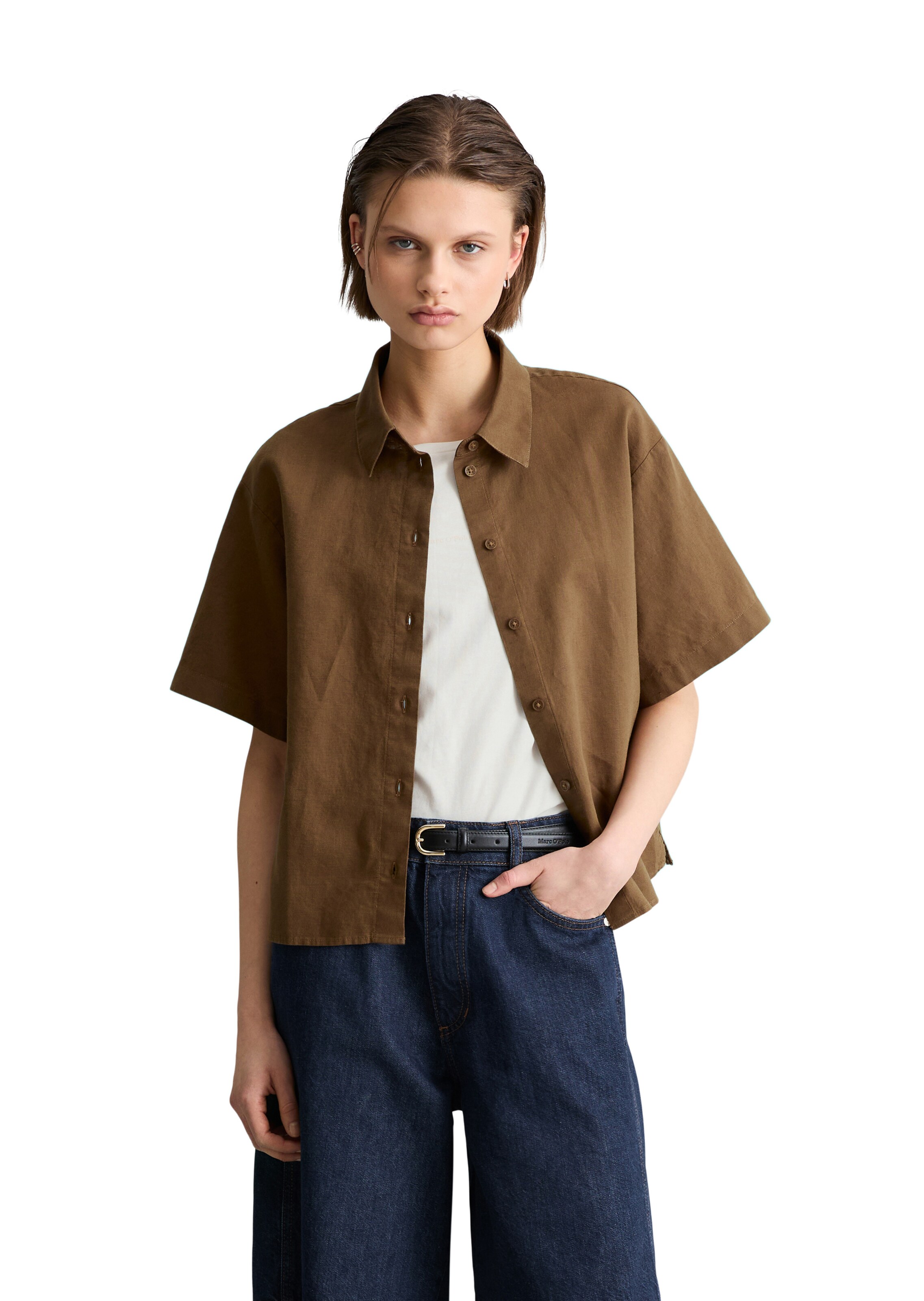 Marc O'Polo DENIM Blouse in Bruin: voorkant