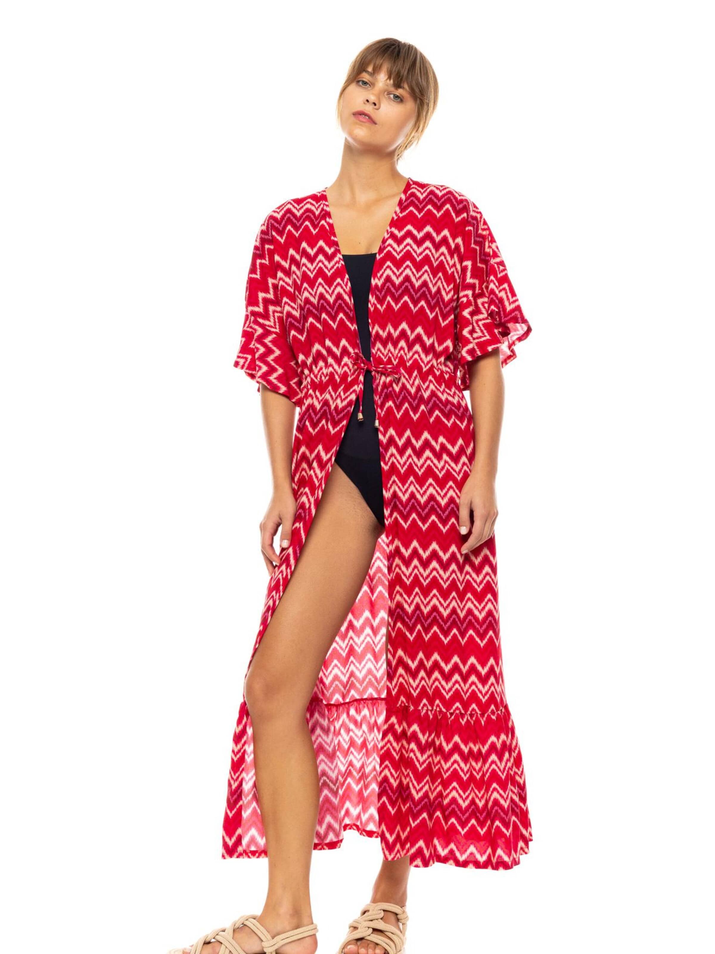 Pink Label Strandjurk 'BEACHWEAR RASBERRY RAINBOW' in Rood