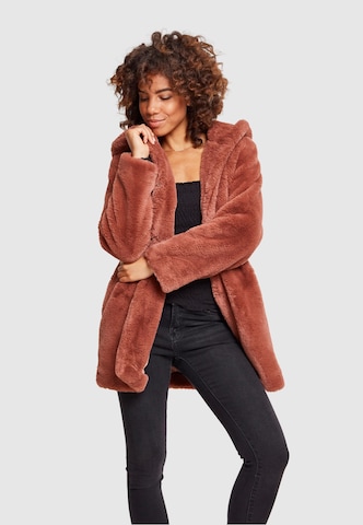 Urban Classics Prechodný kabát ' Ladies Hooded Teddy Coat ' - Ružová: predná strana