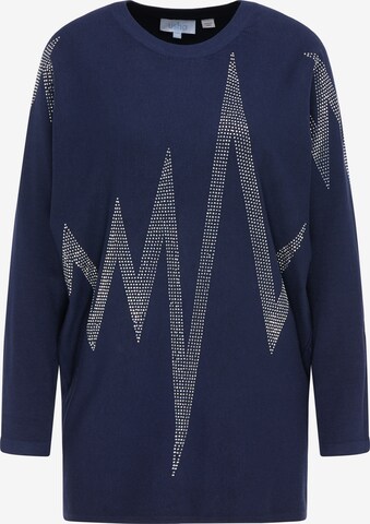 Pull-over oversize usha BLUE LABEL en bleu : devant