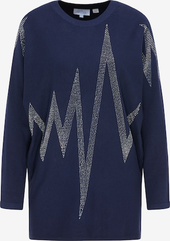 usha BLUE LABEL Oversized Sweater in Blue: front