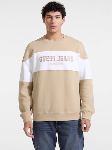 GUESS Sweatshirt 'Horizont' in Braun: Vorderseite