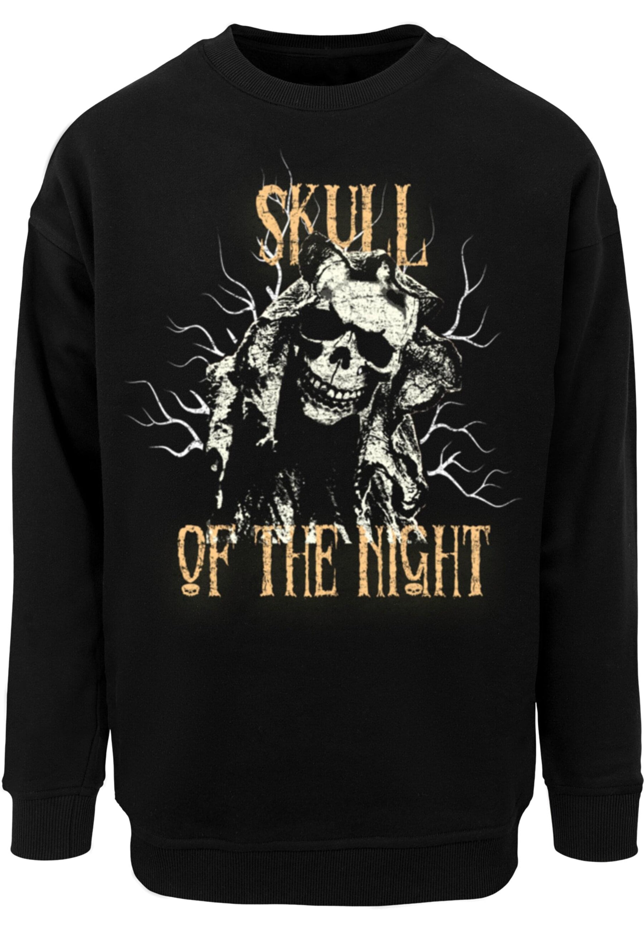 Merchcode Sweatshirt 'Halloween - Skull Of The Night' in Black: front