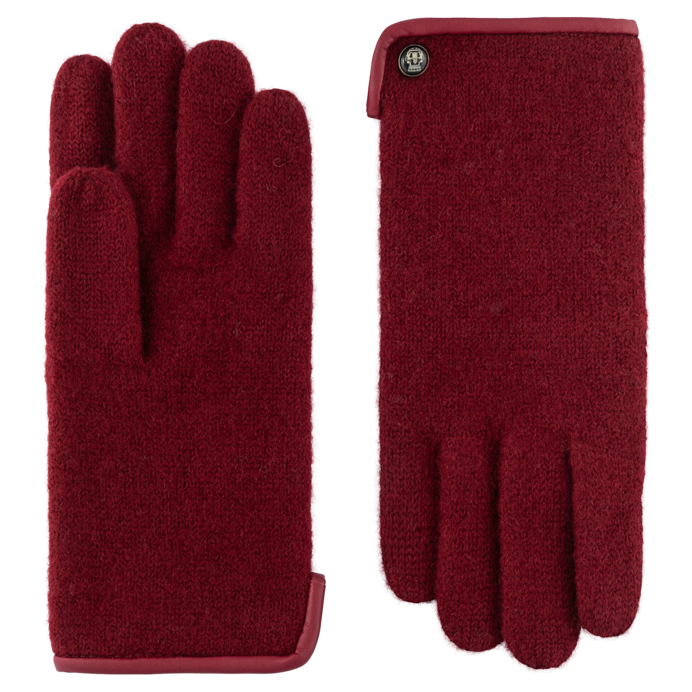Roeckl Full finger gloves 'FELTED WOOL' in Red: front
