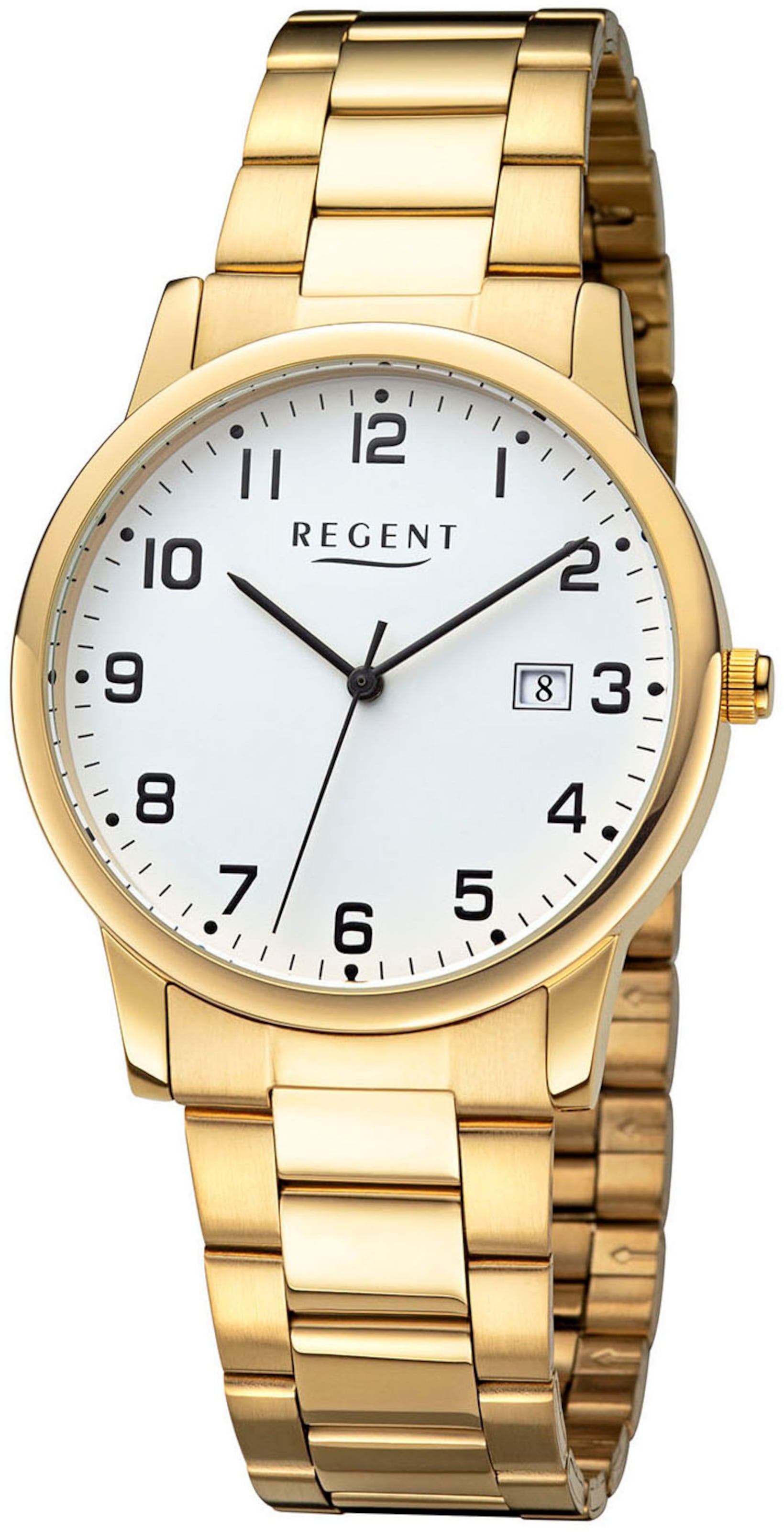 REGENT Analoguhr in Gold: Vorderseite