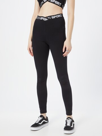 Plein Sport Skinny Leggings in Black: front