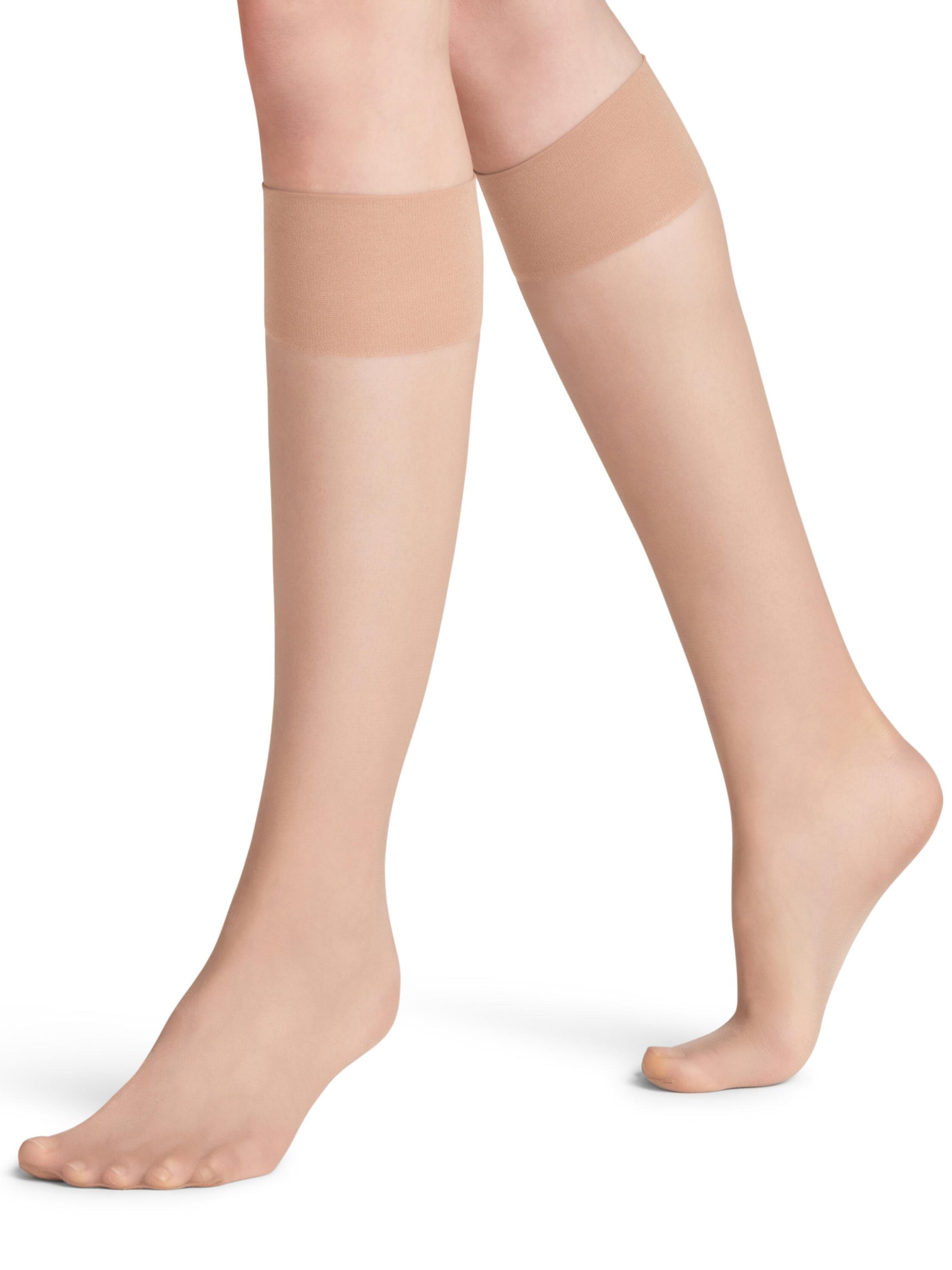 FALKE Knee High Socks 'Pure Matt' in Brown: front