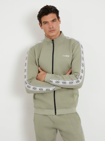 GUESS Athletic Zip-Up Hoodie 'Mickey' in Green: front