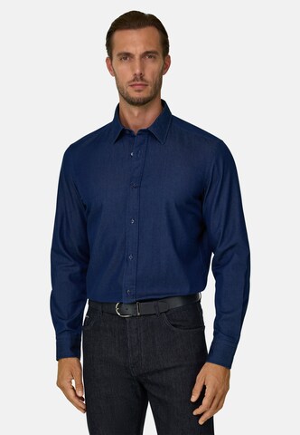 Coupe regular Chemise Boggi Milano en bleu : devant