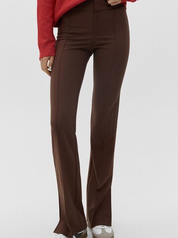 Pull&Bear Flared Trousers with creases in Brown