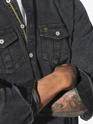Jan Vanderstorm Comfort fit Button Up Shirt 'Olavik' in Black