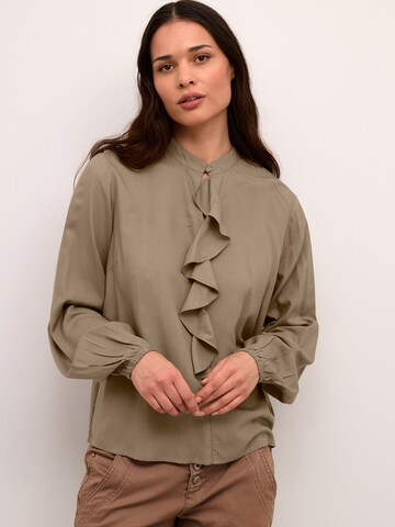 Cream Blouse 'Raya' in Bruin: voorkant