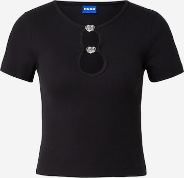 HUGO Majica 'Diheart_B' | črna barva: sprednja stran
