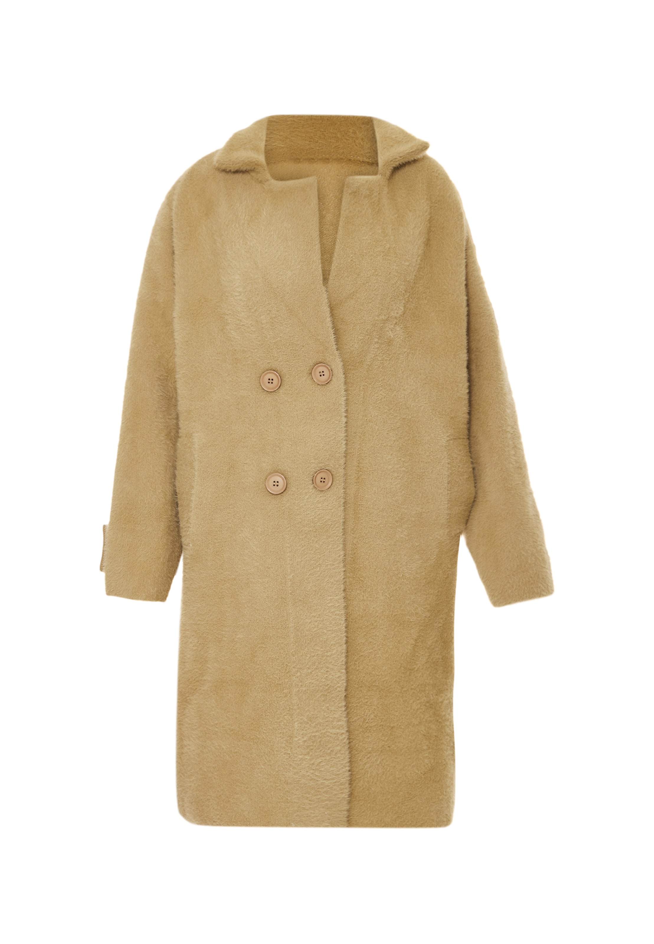 YASANNA - Sobretudo de malha em castanho: frente