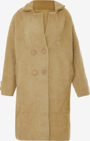 YASANNA Knitted Coat in Brown: front