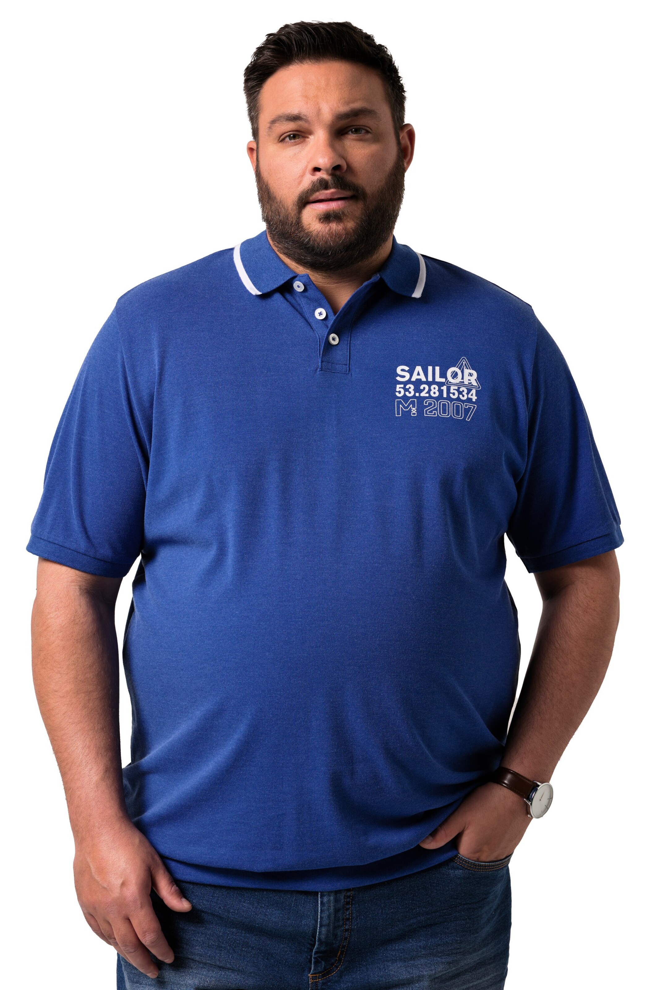 Men Plus Shirt in Blue: front