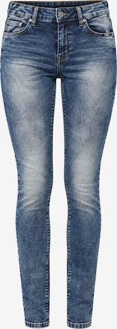 CIPO & BAXX Slimfit Jeans in Slim-Fit, dicke Kontrast Naht in Blau: Vorderseite