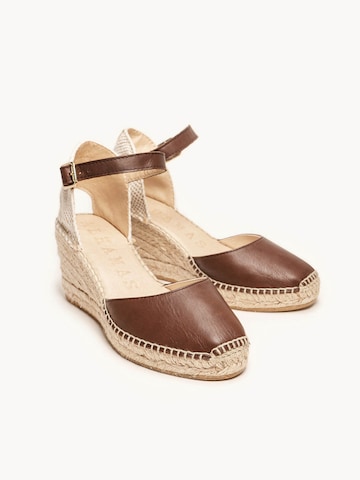 Alhamas - Sandalias con hebilla 'Alpargata Cuña 7 cm' en marrón