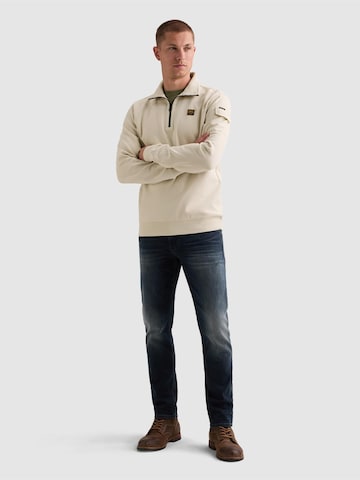 PME Legend Bluzka sportowa 'Sweatshirt with half-zip and badge' w kolorze beżowy