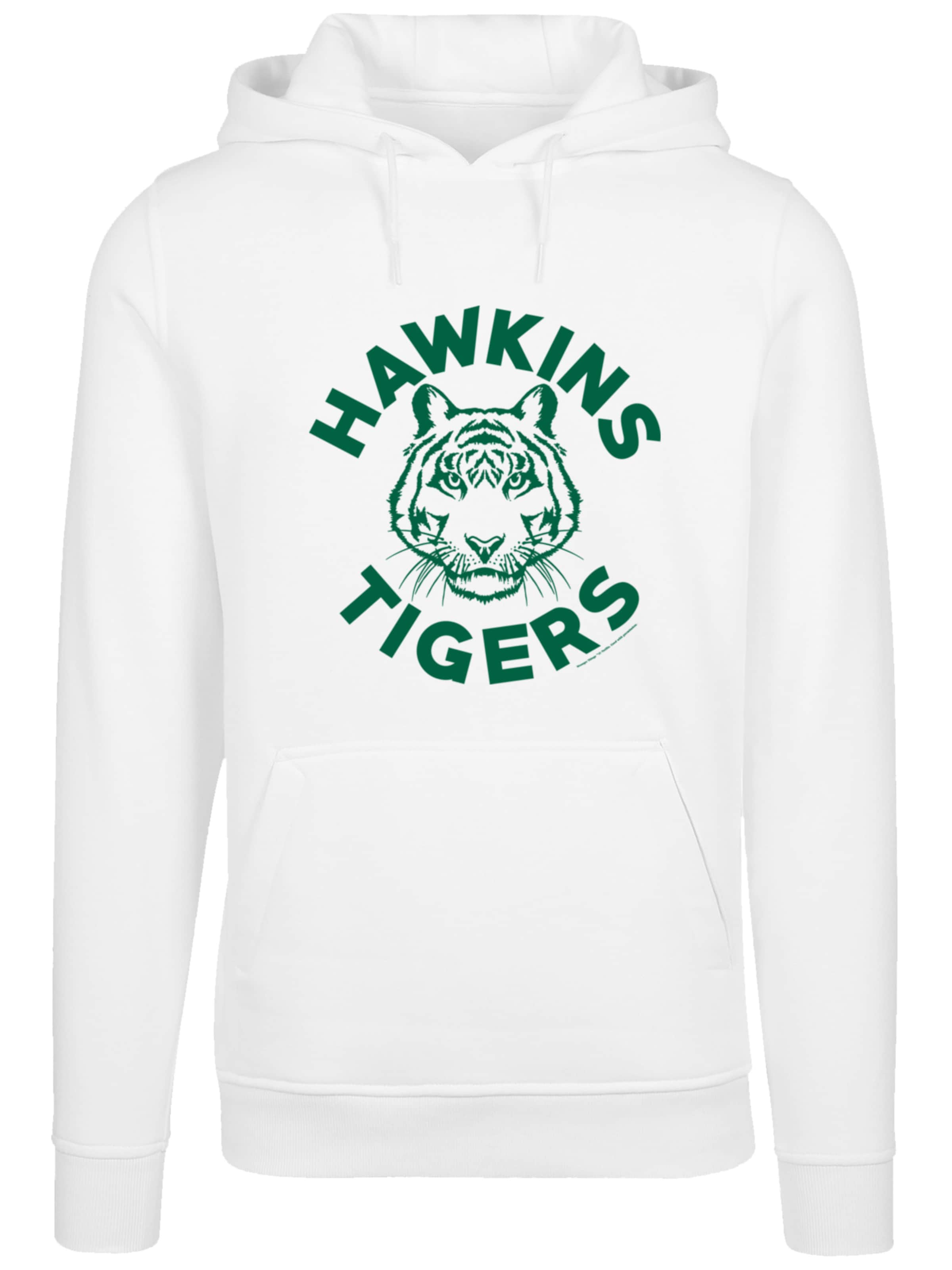 F4NT4STIC Sweatshirt 'Stranger Things Hawkins Tigers Netflix TV Series' in Weiß: Vorderseite