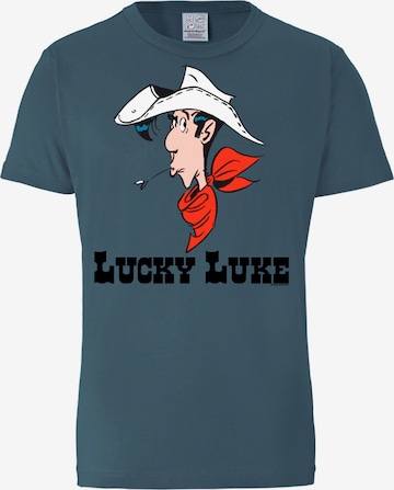LOGOSHIRT Shirt 'Lucky Luke - Portrait' in Blue: front