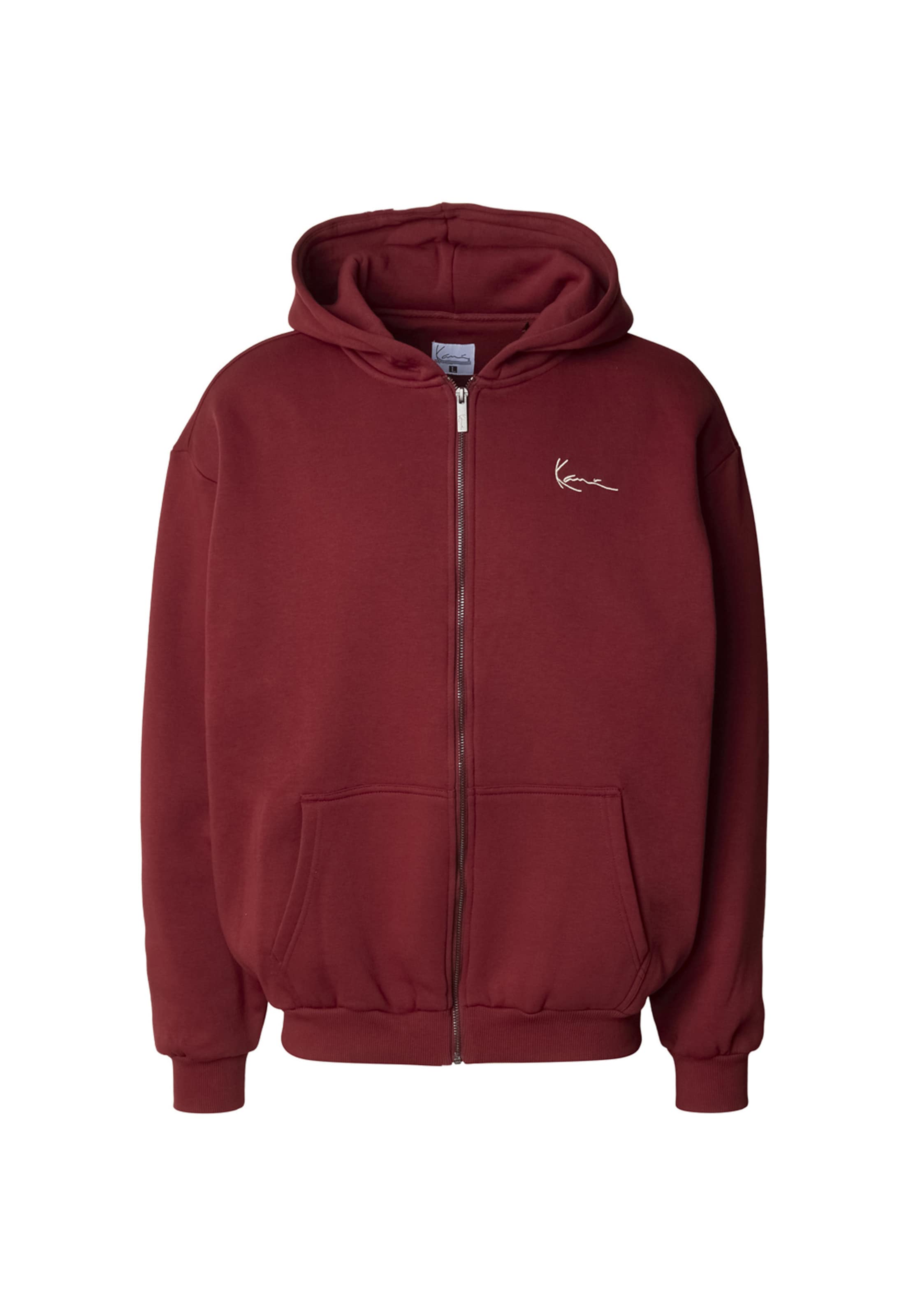 Karl Kani Zip-Up Hoodie 'Essential' in Cherry red / White, Item view