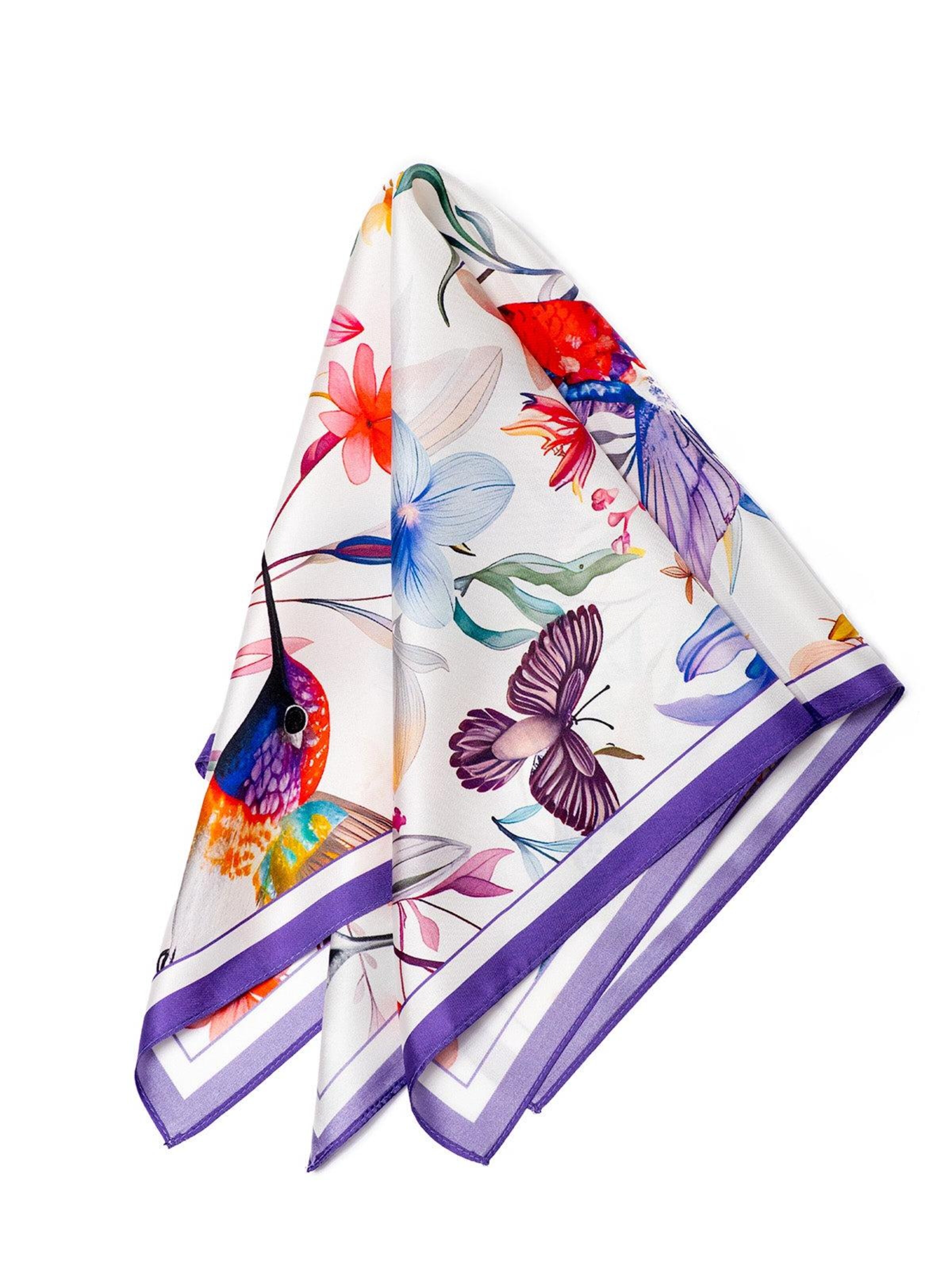 Sciarpa 'Seidentuch Twillseide Kolibri weiß lila' di MayTree in lilla
