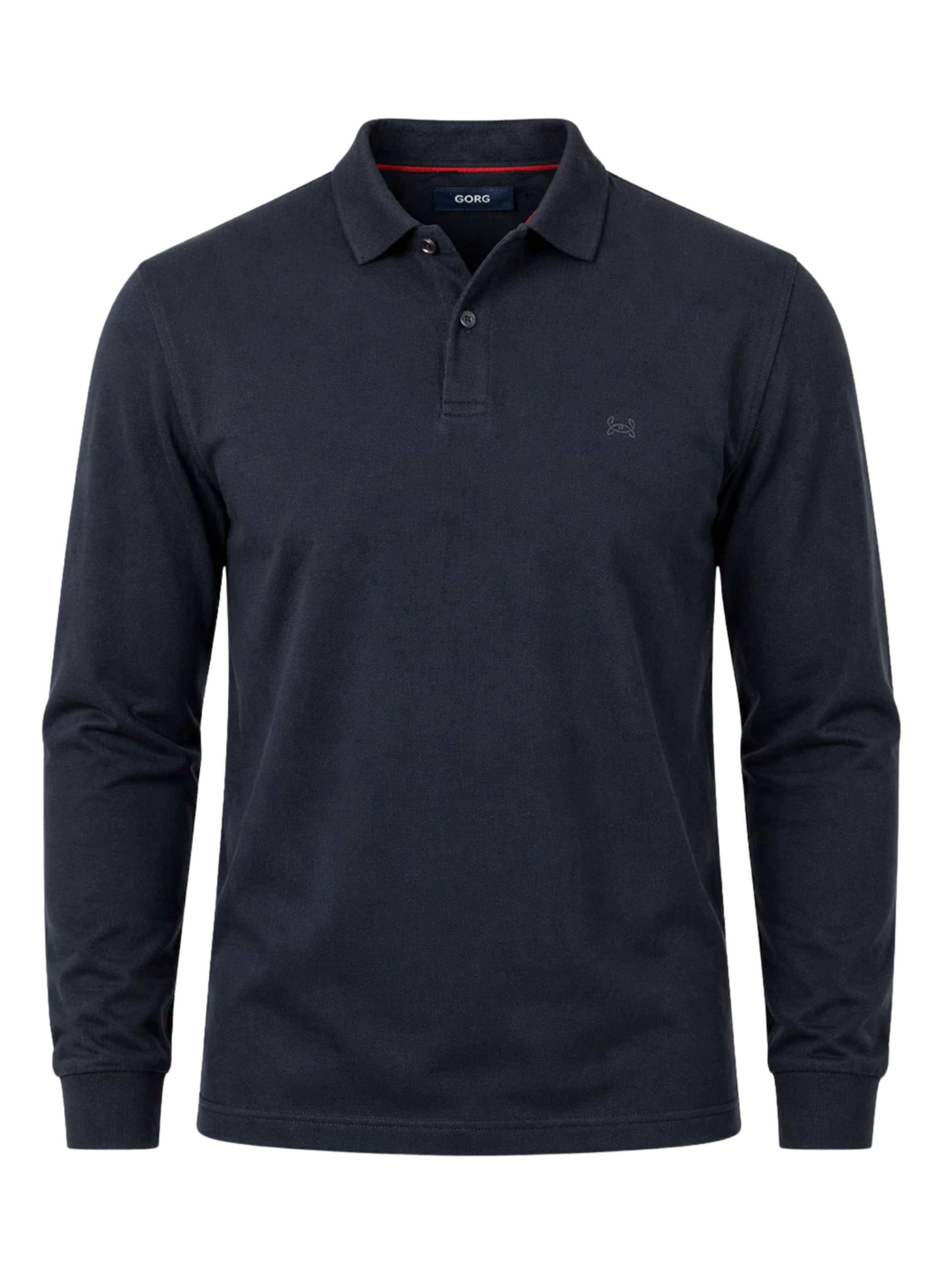 GORG Shirt 'Herren Langarm Poloshirt aus 100% Bio-Baumwolle' in Blauw: voorkant