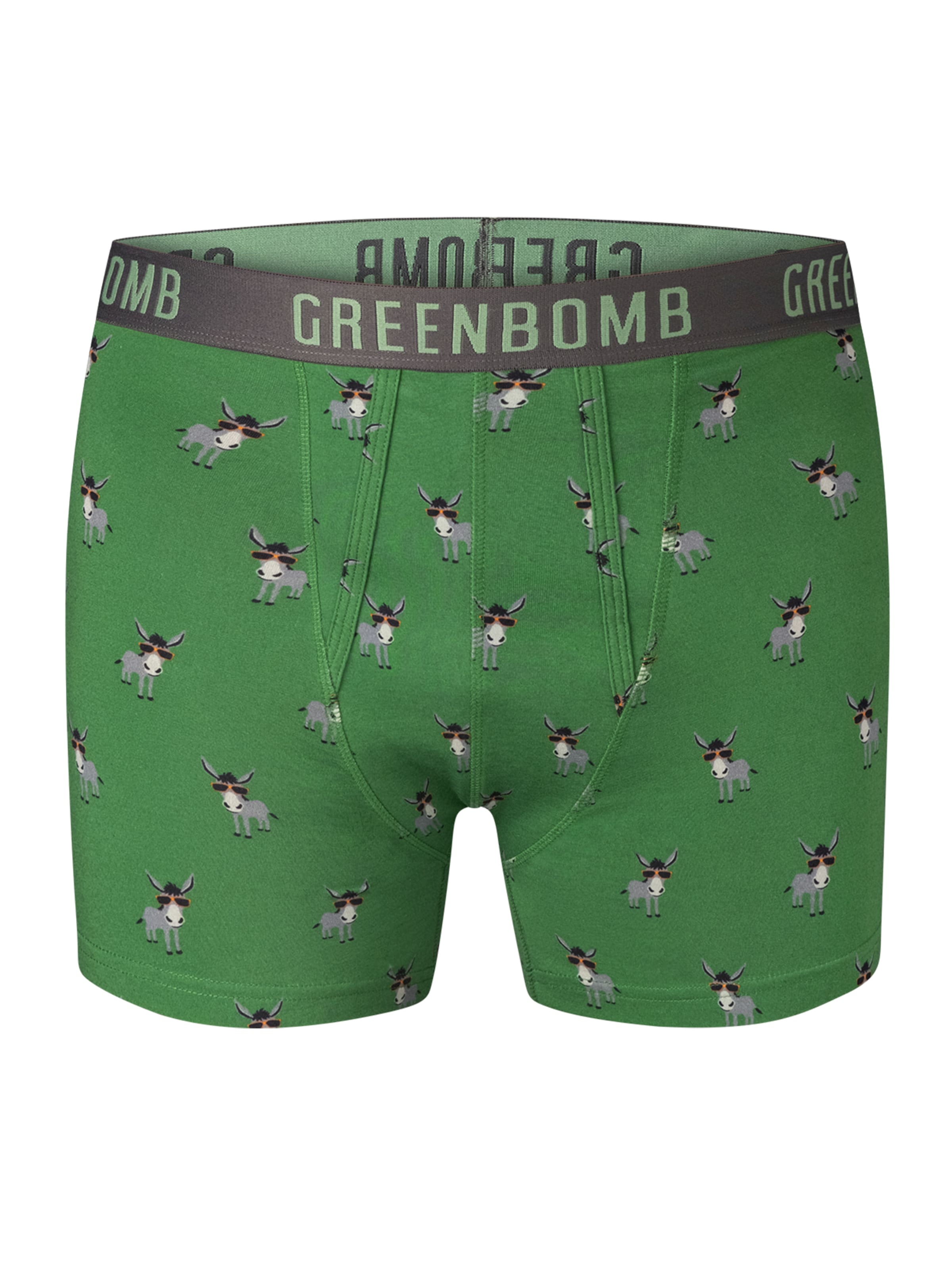 GREENBOMB Boxershorts 'Funky Donkey' (GOTS) in Grün: Vorderseite