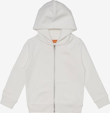 smiler. Zip-Up Hoodie in White: front