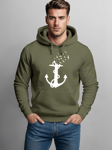 Neverless Sweatshirt 'Anker Vögel' in Green