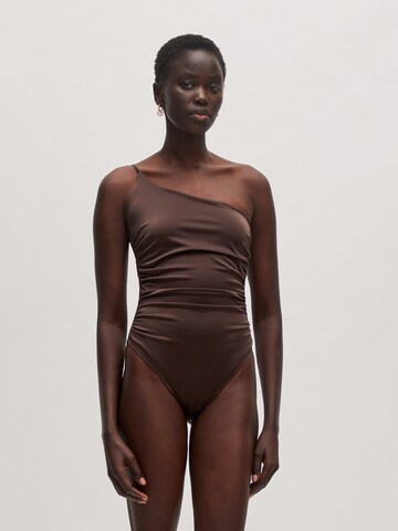 EDITED Bandeau Swimsuit 'Xienna' in Brown: front