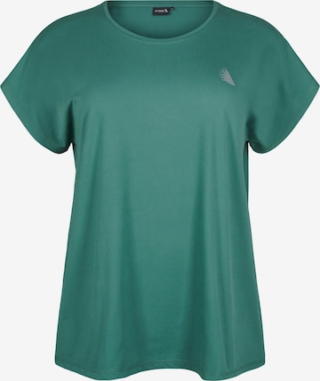 Active by Zizzi Функционална тениска 'Abasic' в зелено: отпред