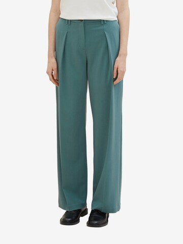 TOM TAILOR Wide leg Pleat-Front Pants 'Lea' in Green: front