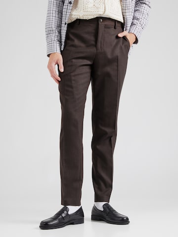 SELECTED - Slimfit Pantalón de pinzas 'SLHNEIL' en marrón: frente