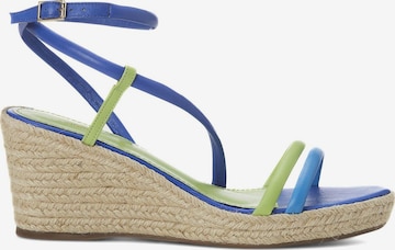 Sandales à lanières 'Sandale Compensée Espadrille en Cuir Bleu' Mangara Atelier en bleu : devant