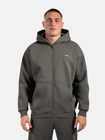 Smilodox Cedrik Basic Zipper Hoodie in Grau: Vorderseite