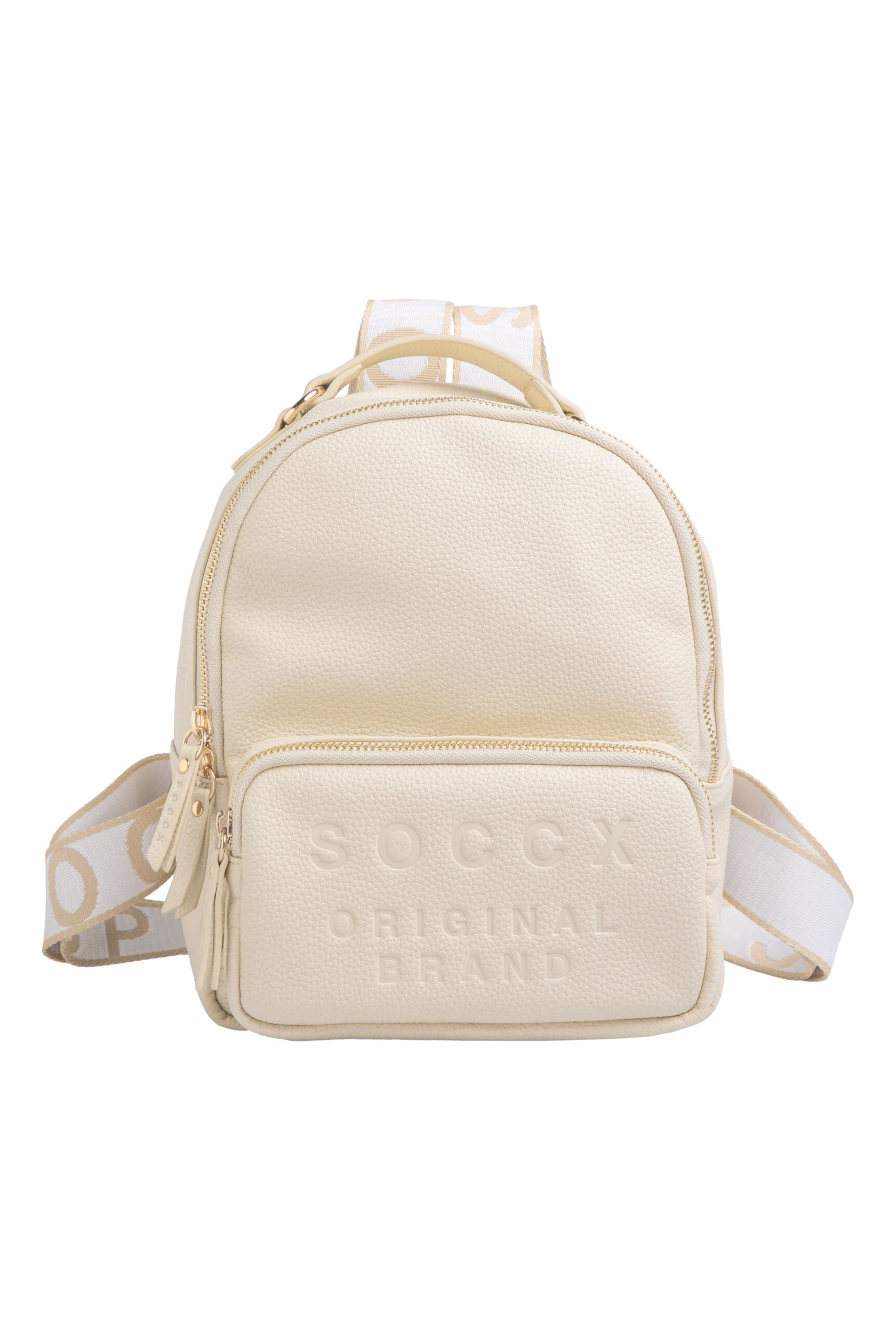Soccx Backpack in Beige: front