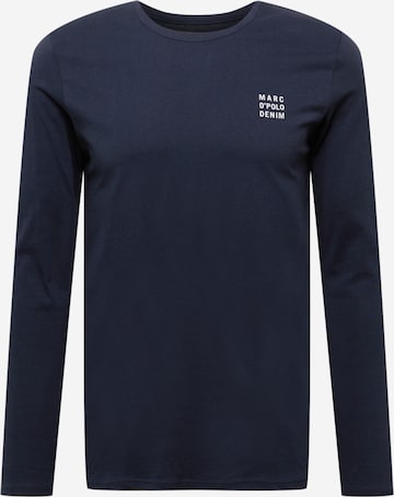 Marc O'Polo DENIM T-shirt 'T-shirt LS small logo print' i blå: framsida