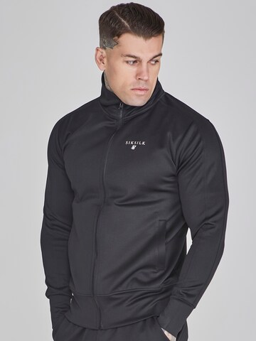 SikSilk Sweatjacke in Schwarz: Vorderseite