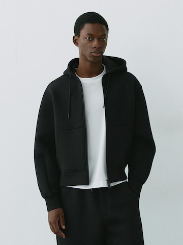 Pull&Bear Sweatjacke 'STWD' in Schwarz: Vorderseite