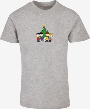 Merchcode Shirt 'Peanuts Christmas Tree' in Grijs: voorkant