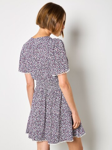 Apricot Ditsy Floral Gold Foil Mini Dress ' ' in Lila