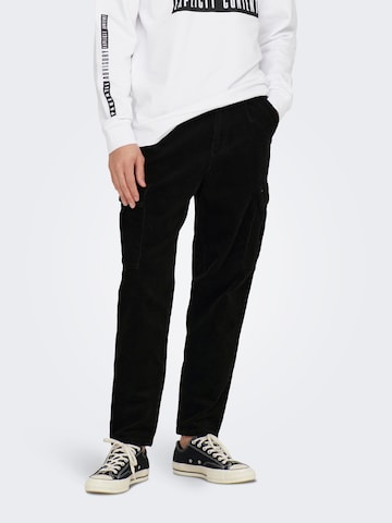 Regular Pantalon cargo 'Dew' Only & Sons en noir : devant