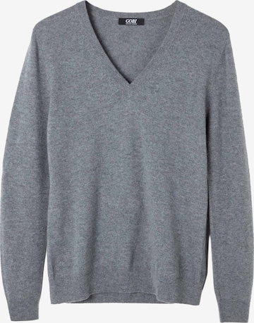 GOBI Cashmere Trui 'Women's Essential Cashmere V-Neck Sweater' in Grijs: voorkant