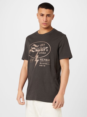 T-Shirt 'Blackout Rock' Superdry en noir : devant