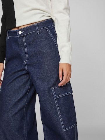 VILA Wide leg Cargojeans 'KURILA' in Blauw