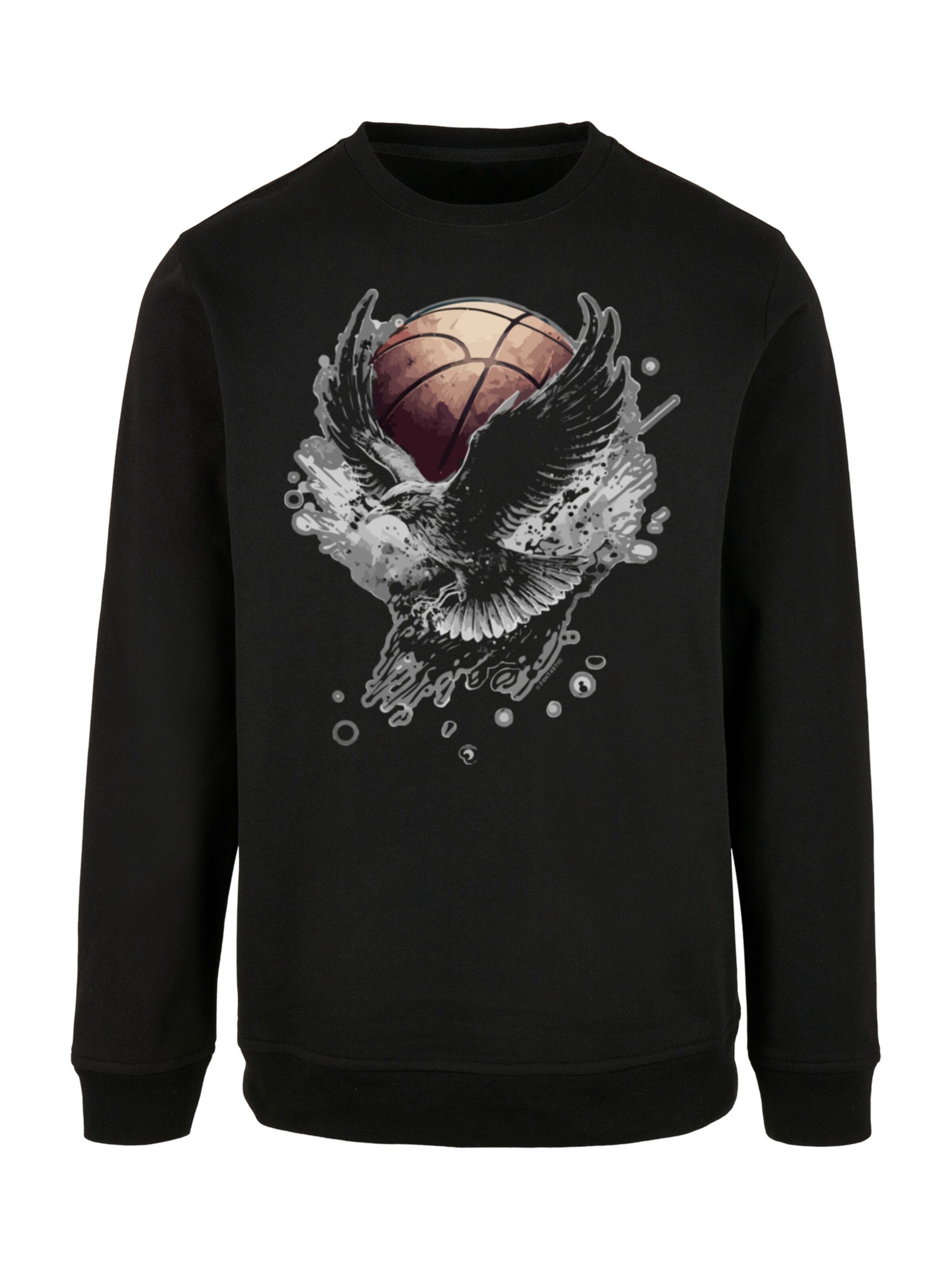 F4NT4STIC Sweatshirt 'Basketball Adler' in Zwart: voorkant