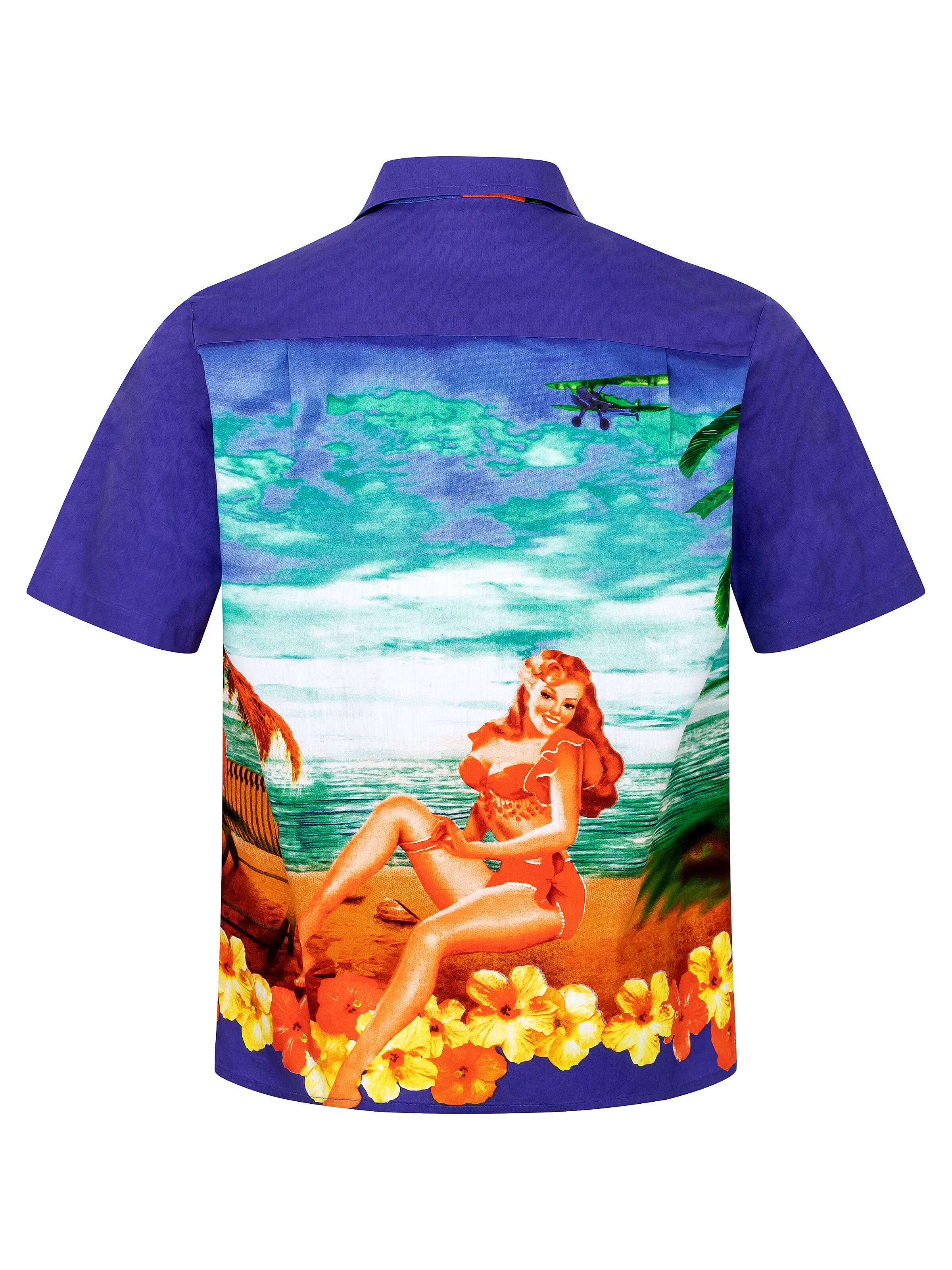 Hawaiihemdshop.de Regular Fit Skjorte 'Hawaiihemd Beach Girl' i blå