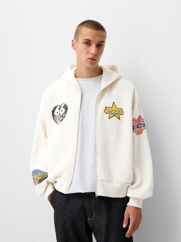 Veste de survêtement Bershka en beige : devant